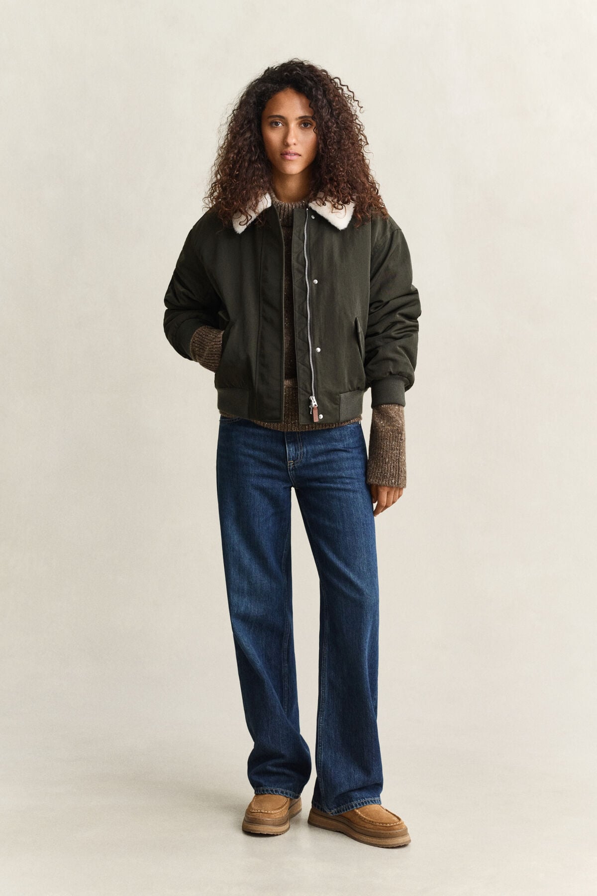 Wool Blend Nepps Sweater — CARAMEL BROWN