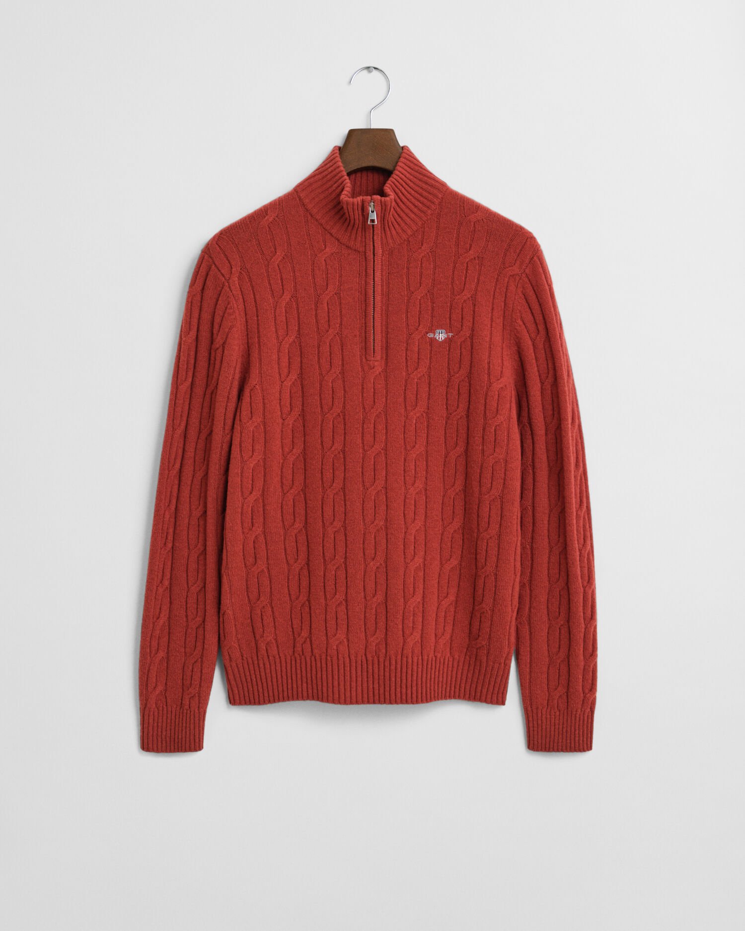 ★ジーナシス★eL+1 3G big cable pullover red Lambswool Cable Knit Half-Zip Sweater - GANT