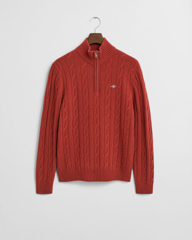 Lambswool Cable Knit Half-Zip Sweater