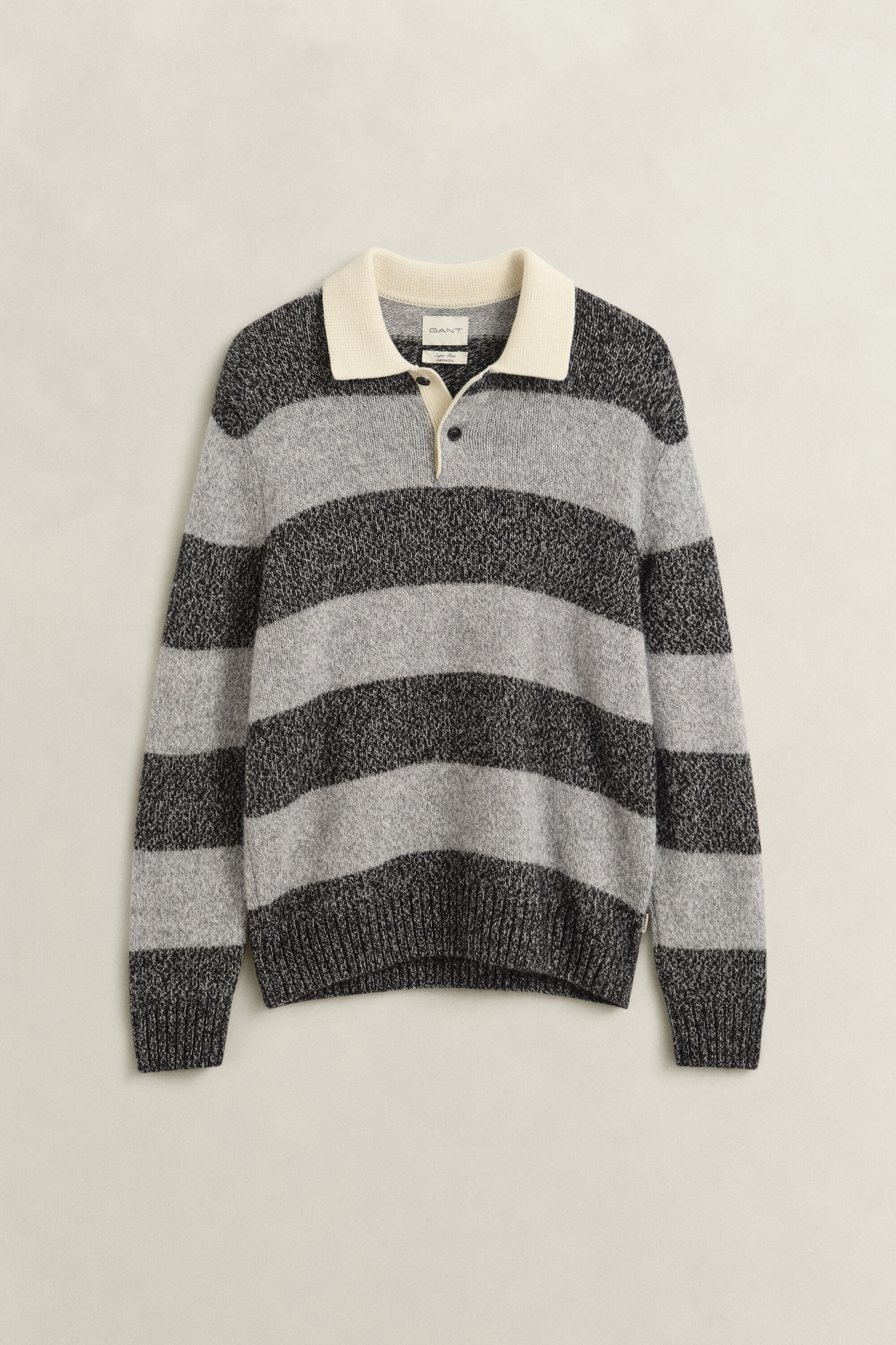 Striped Alpaca Wool Blend Polo Sweater