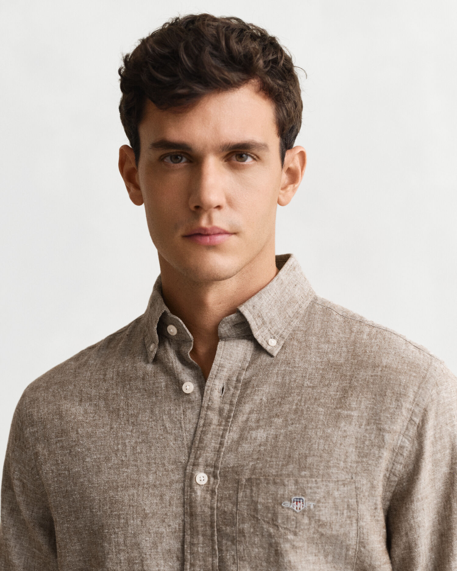 Linen Blend Shirt — MAHOGANY BROWN