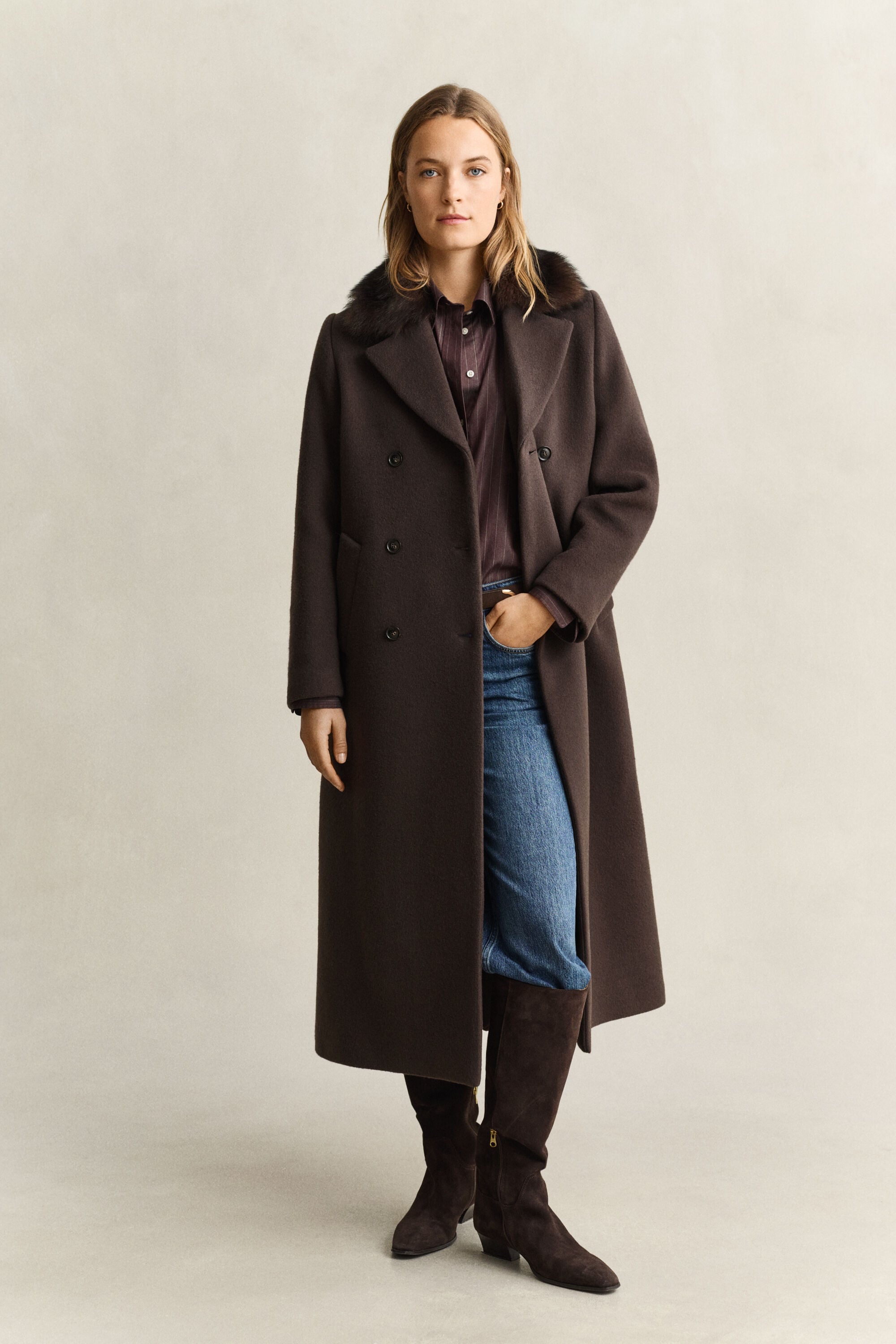 Shearling Collar Coat