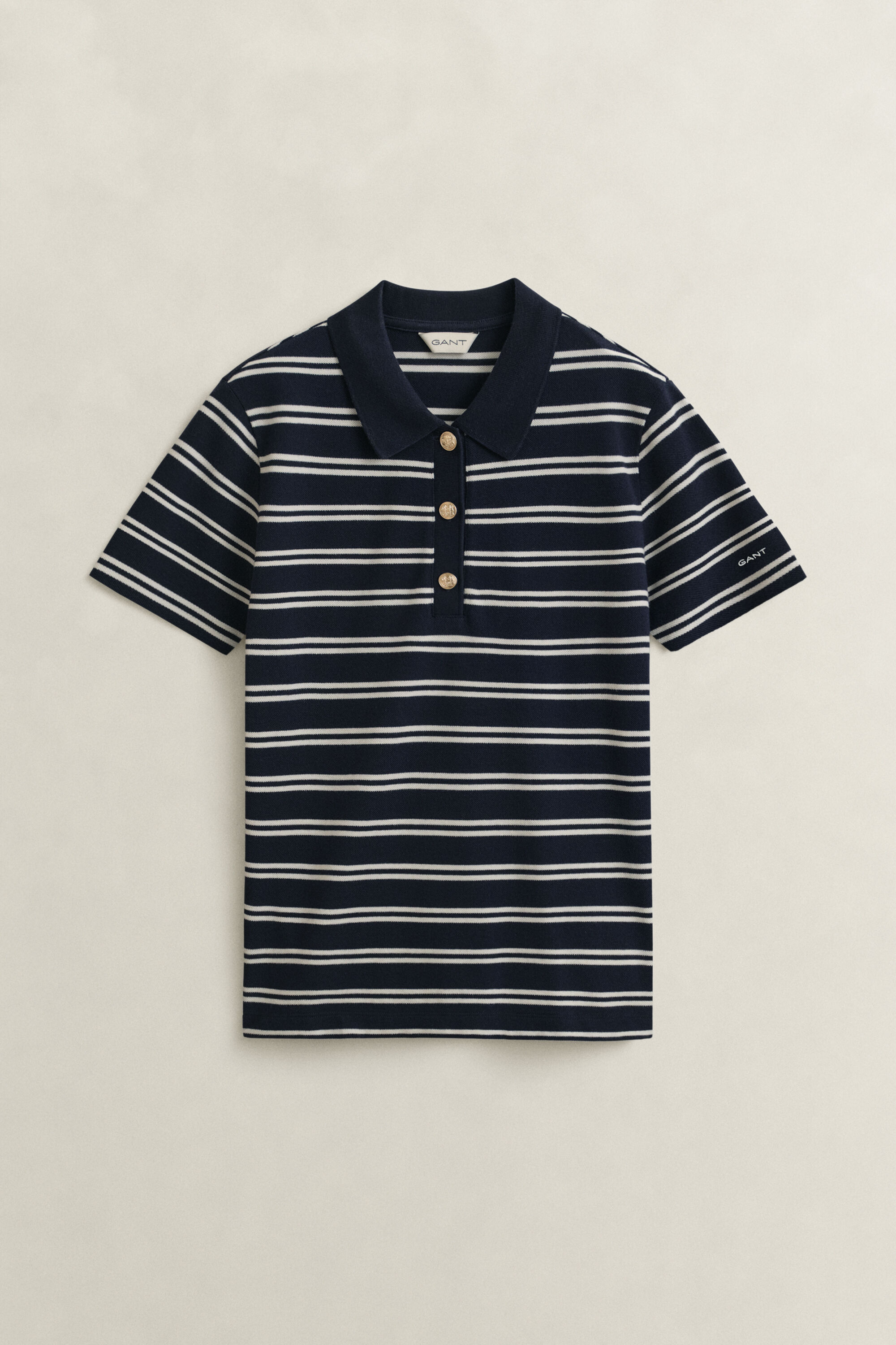 Striped Piqué Polo Top