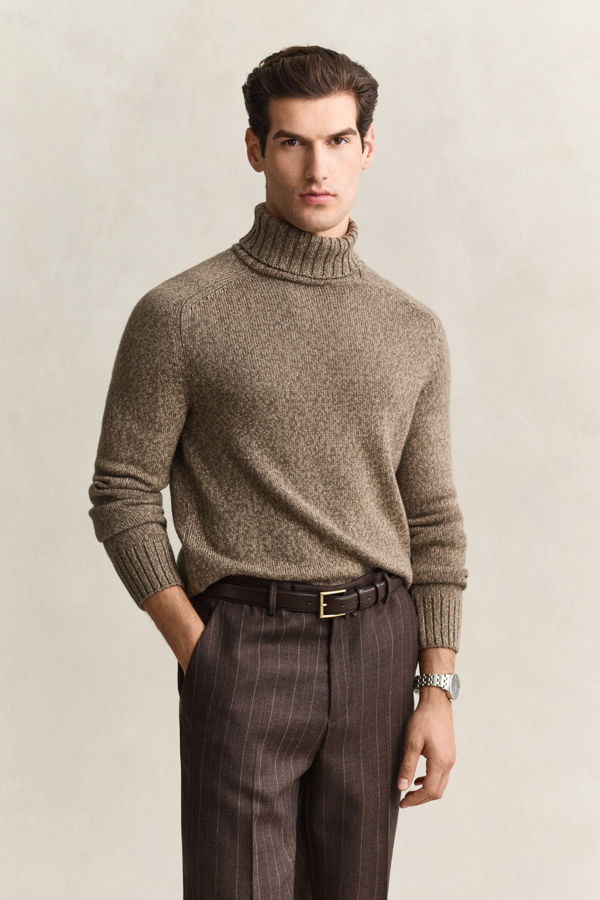Wool Mouliné Blend Turtleneck Sweater