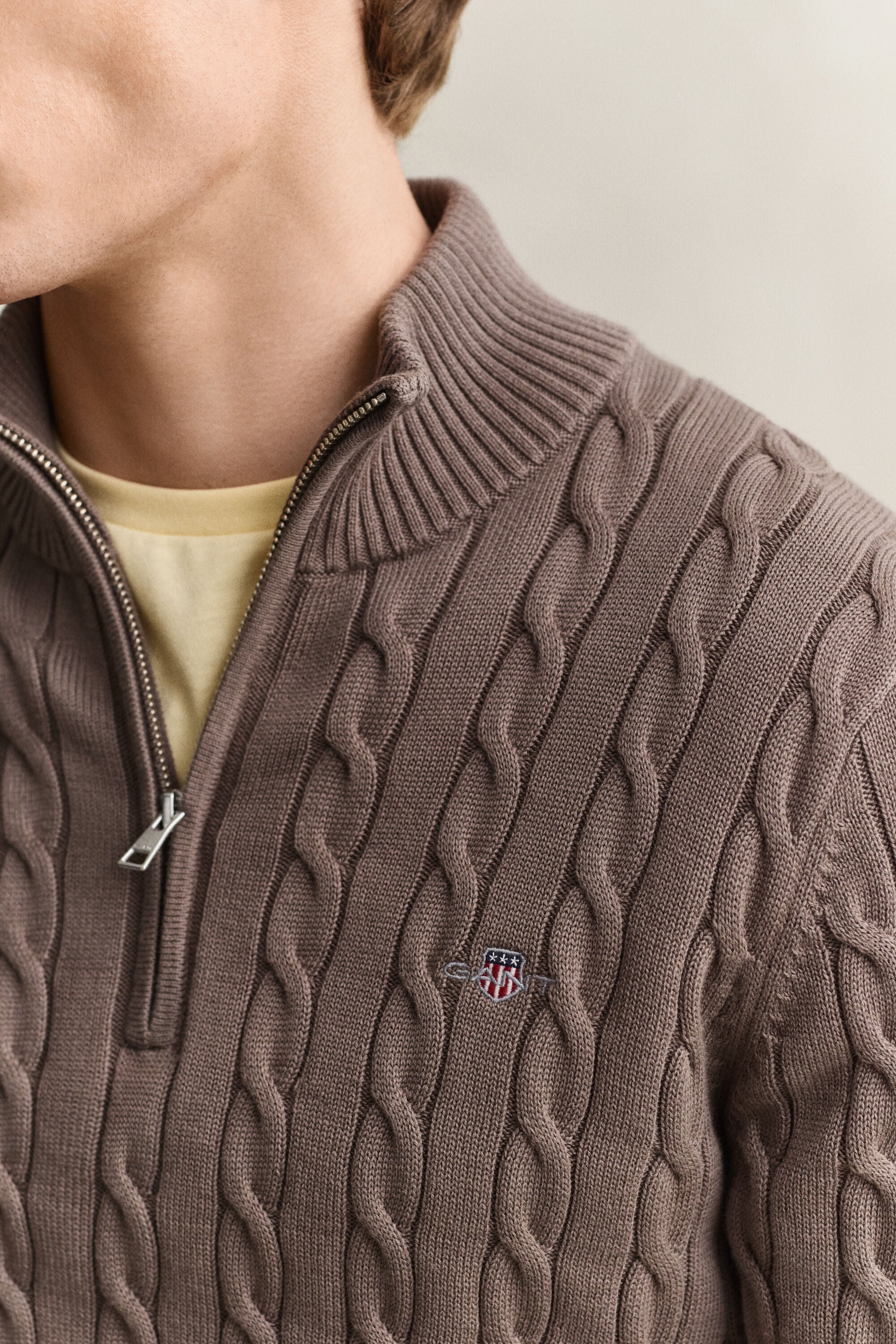 Cotton Cable Knit Half-Zip Sweater