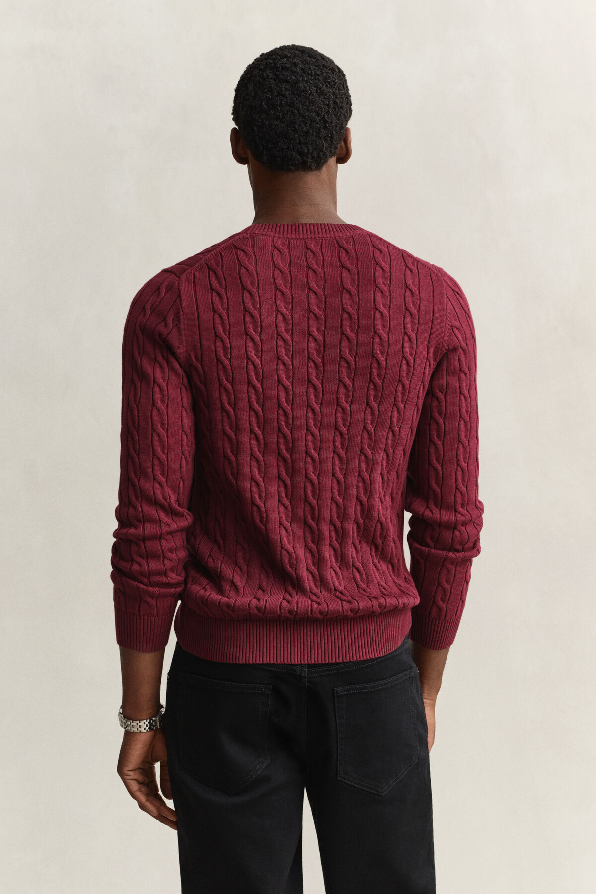 Classic Cable Knit Sweater — DEEP GRAPE WINE