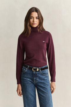 Wool Cotton Turtleneck Sweater — DARKENED WINE 4