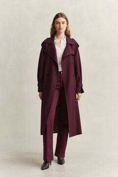 Wool Blend Trench Coat — DARKENED WINE 10