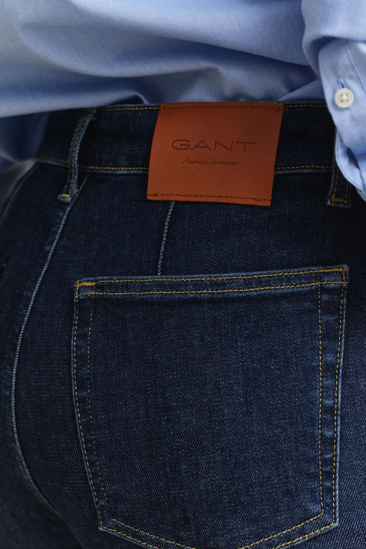 Slim Flared Pintuck Jeans — DARK BLUE BROKEN IN