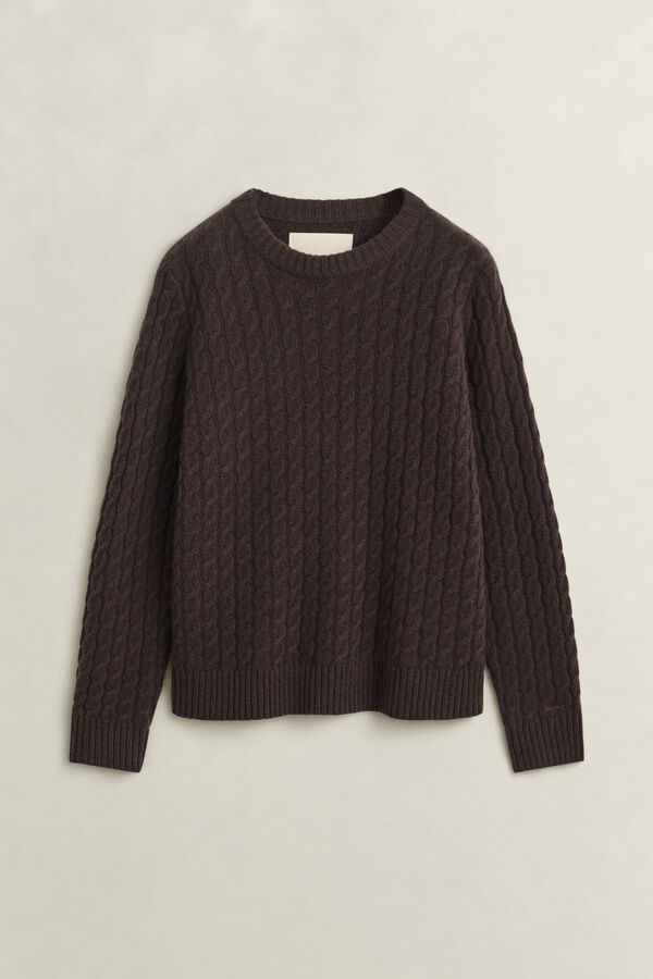 Cashmere Cable Knit Sweater — DEEP BROWN