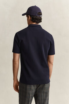 Waffle Texture Polo Shirt — EVENING BLUE 3