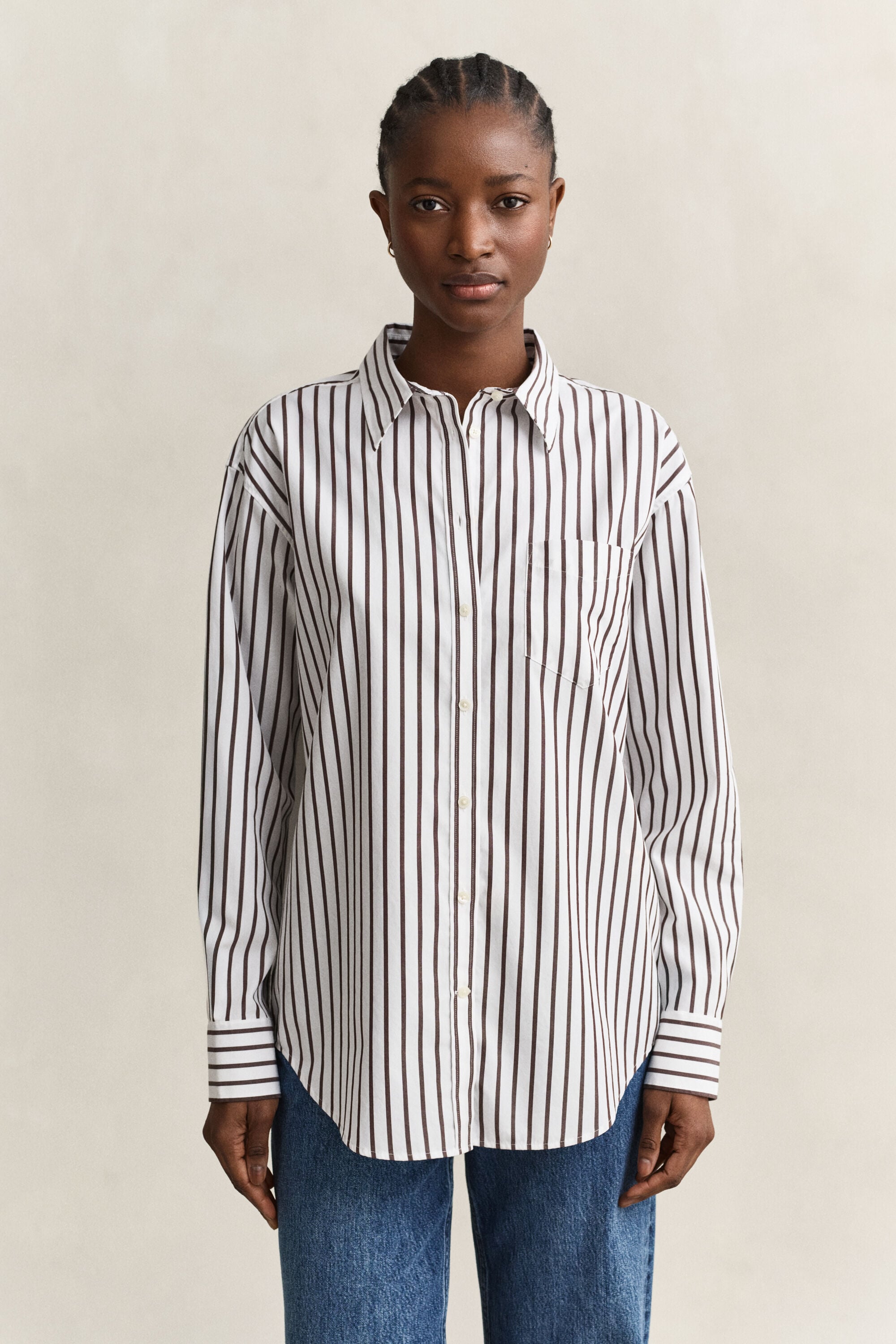 Relaxed Fit Striped Classic Poplin Shirt