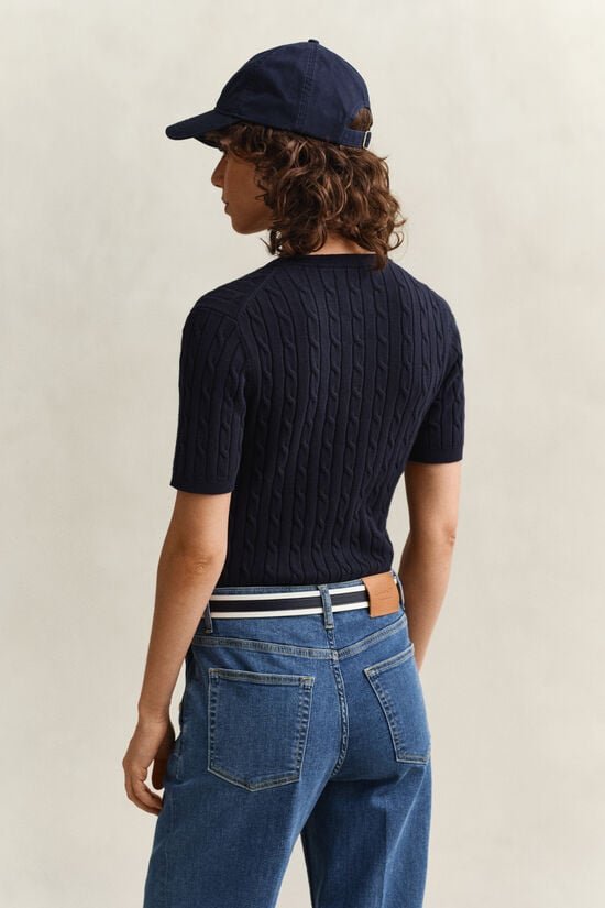 Cable Knit Short Sleeve Sweater