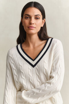 Merino Wool Cable Knit Sweater — CREAM 3