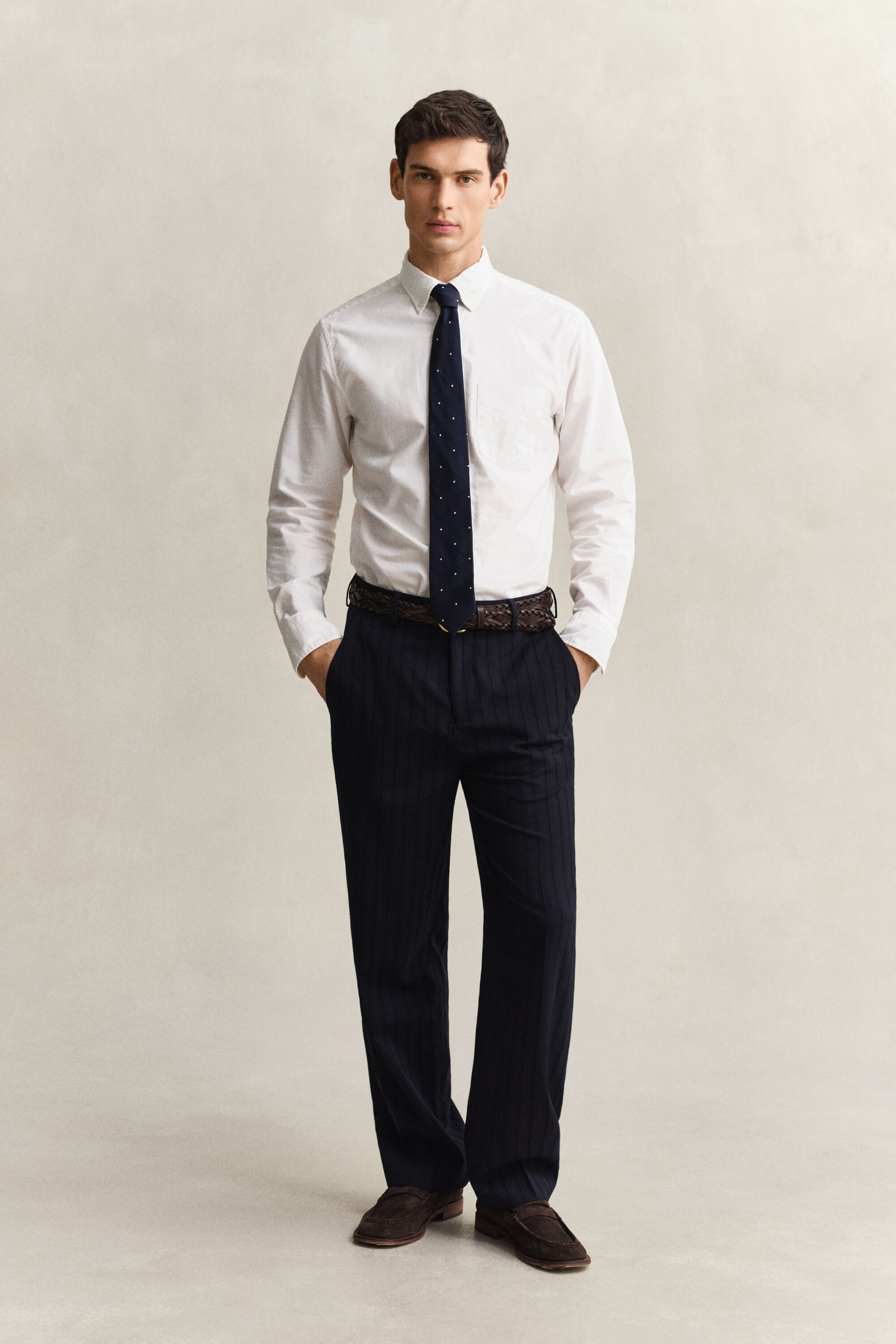 Tonal Pinstriped Suit Pants