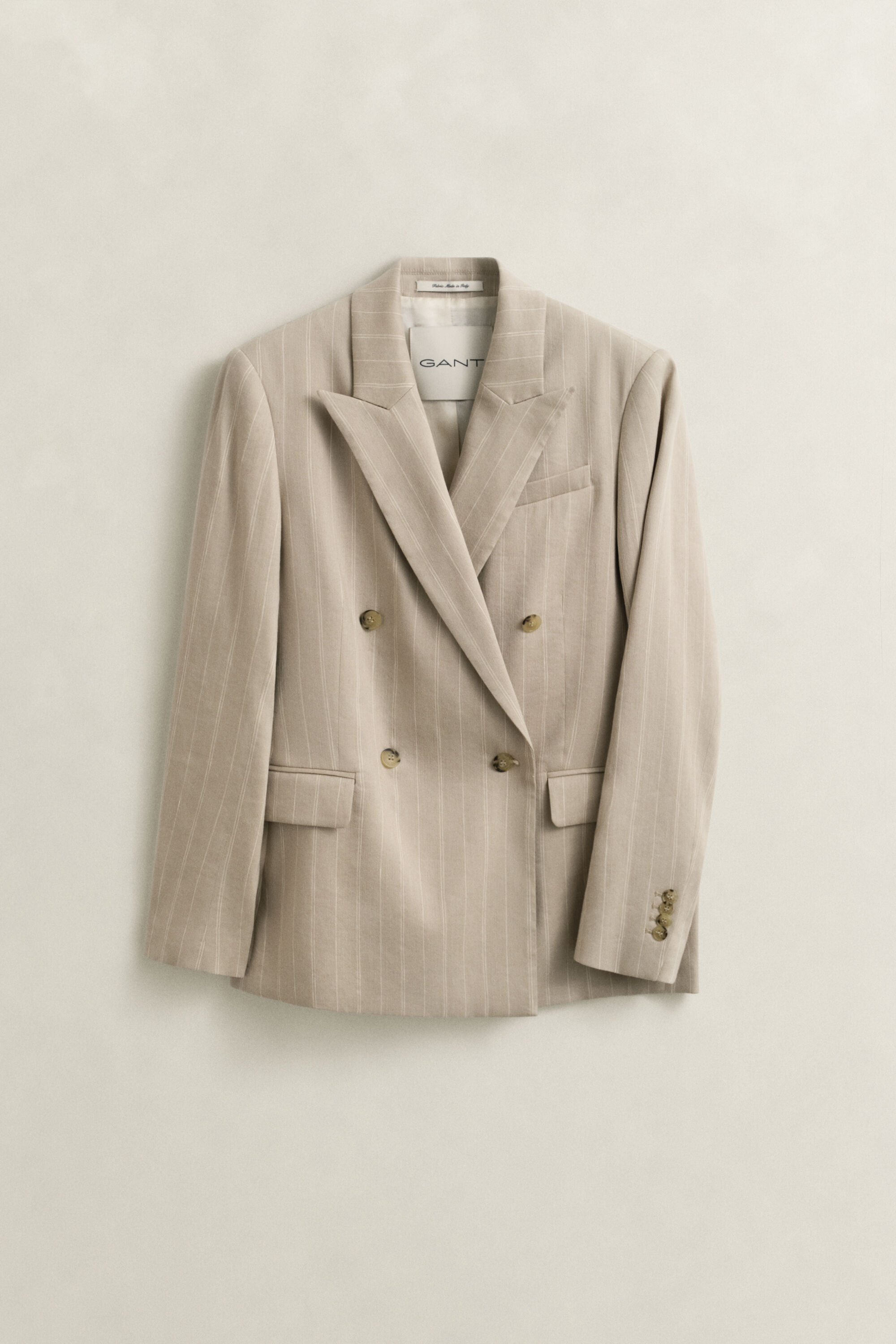 Pinstriped Linen Blend Blazer