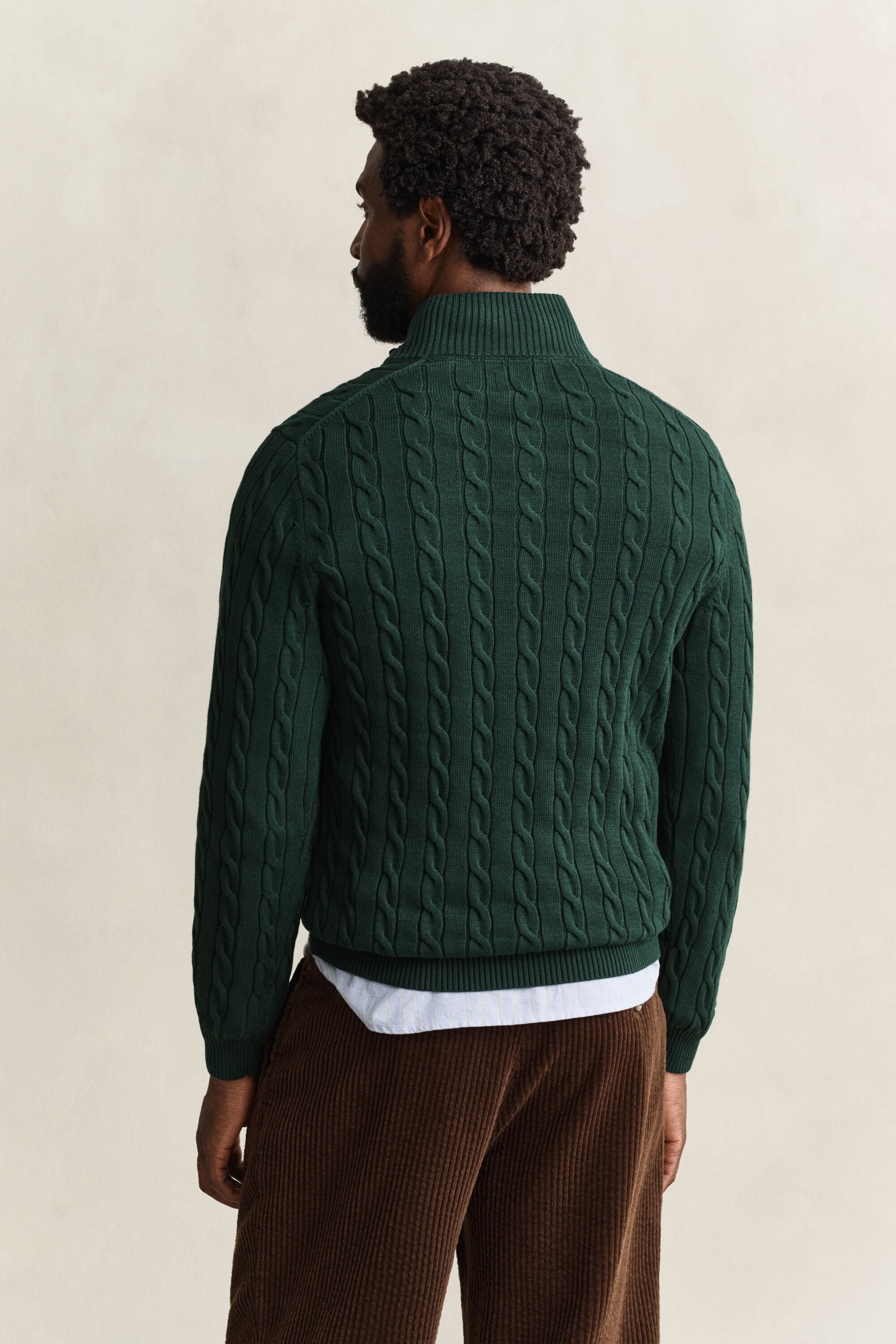 Cotton Cable Knit Half-Zip Sweater