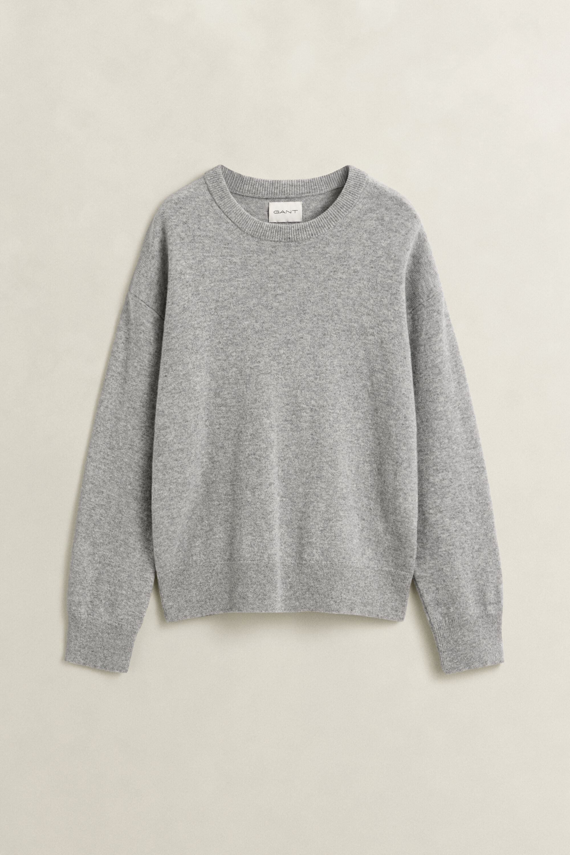 Superfine Lambswool Crew Neck Sweater — GREY MELANGE