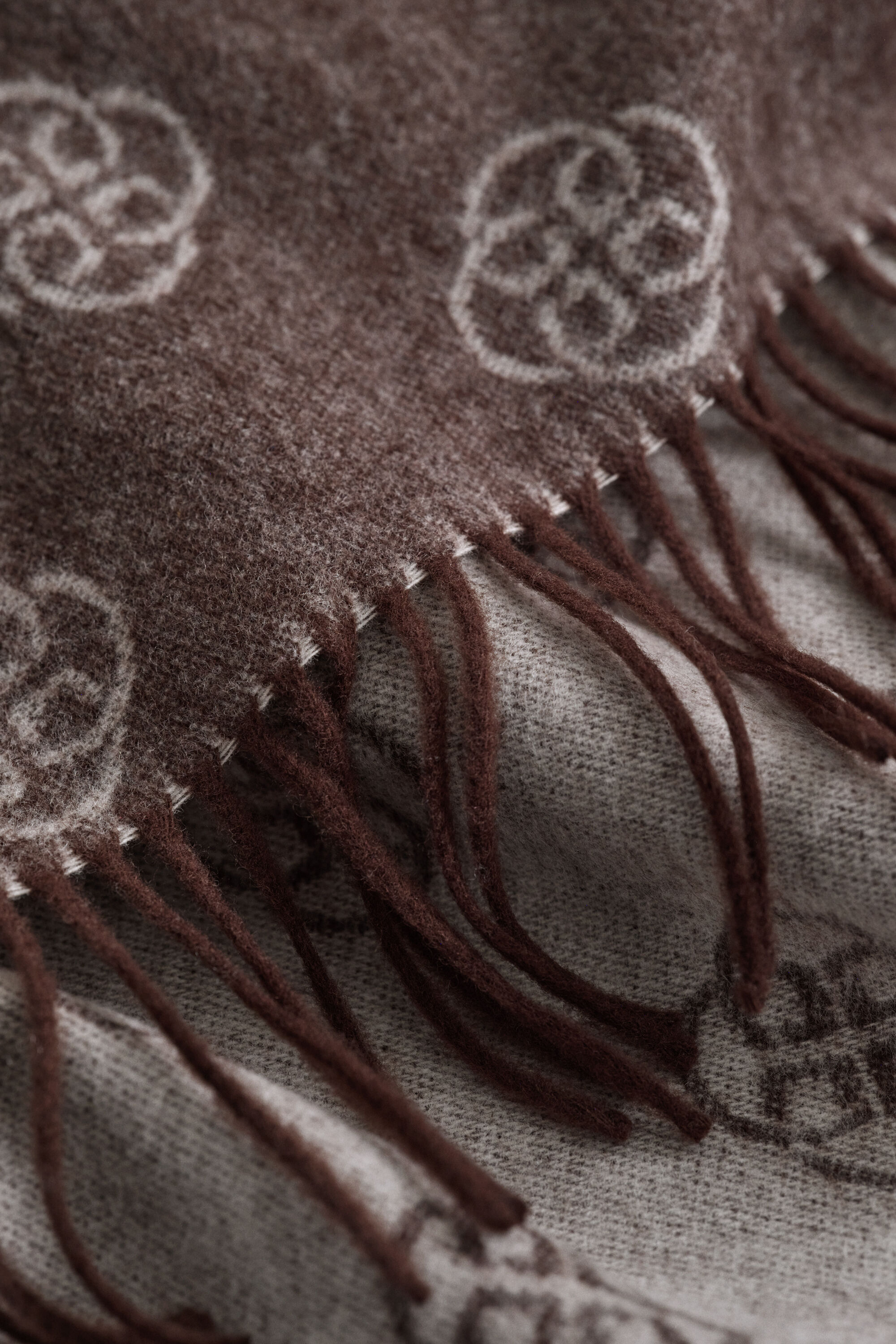 Monogram Wool Scarf — DEEP BROWN