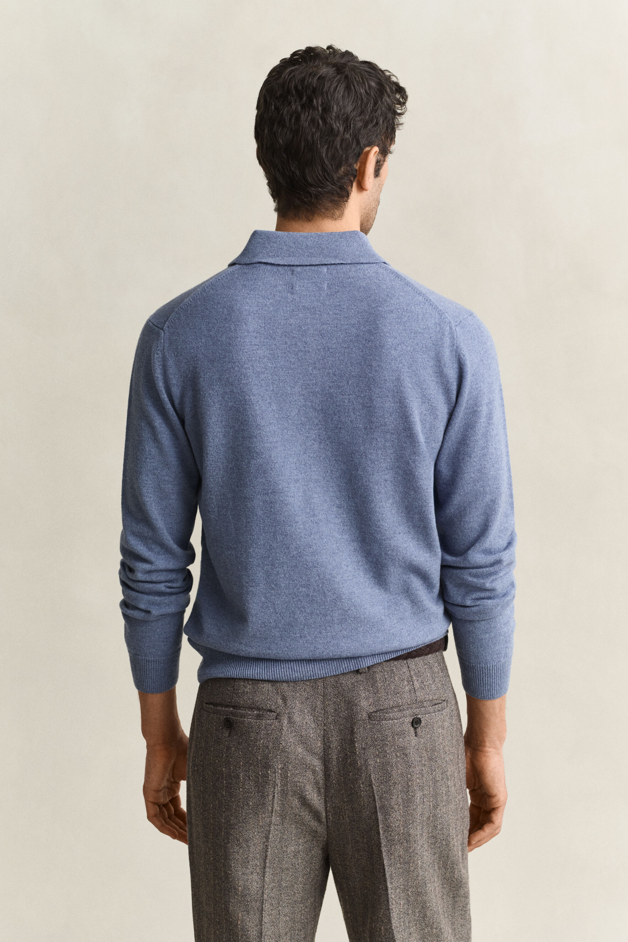 Superfine Lambswool Polo Sweater — BLUE HORIZON