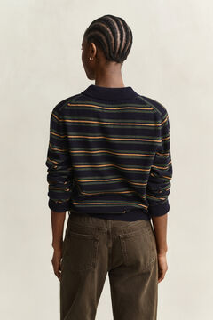 Striped Superfine Lambswool Rugger — EVENING BLUE 2
