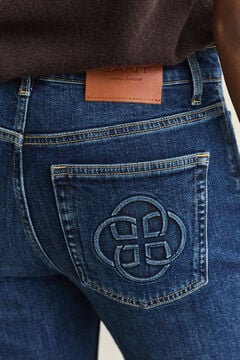 Monogram Flared Jeans — DARK BLUE WORN IN 5