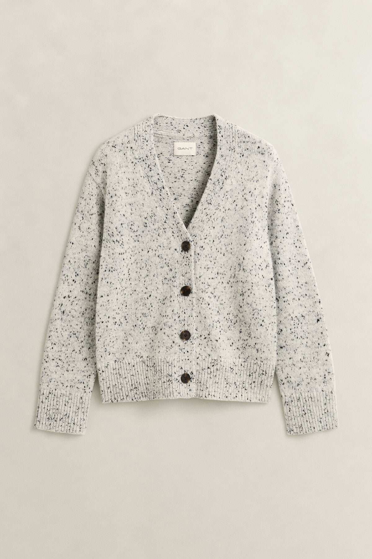 Wool Blend Nepps Cardigan — CREAM