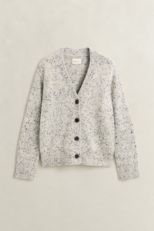 Wool Blend Nepps Cardigan — CREAM