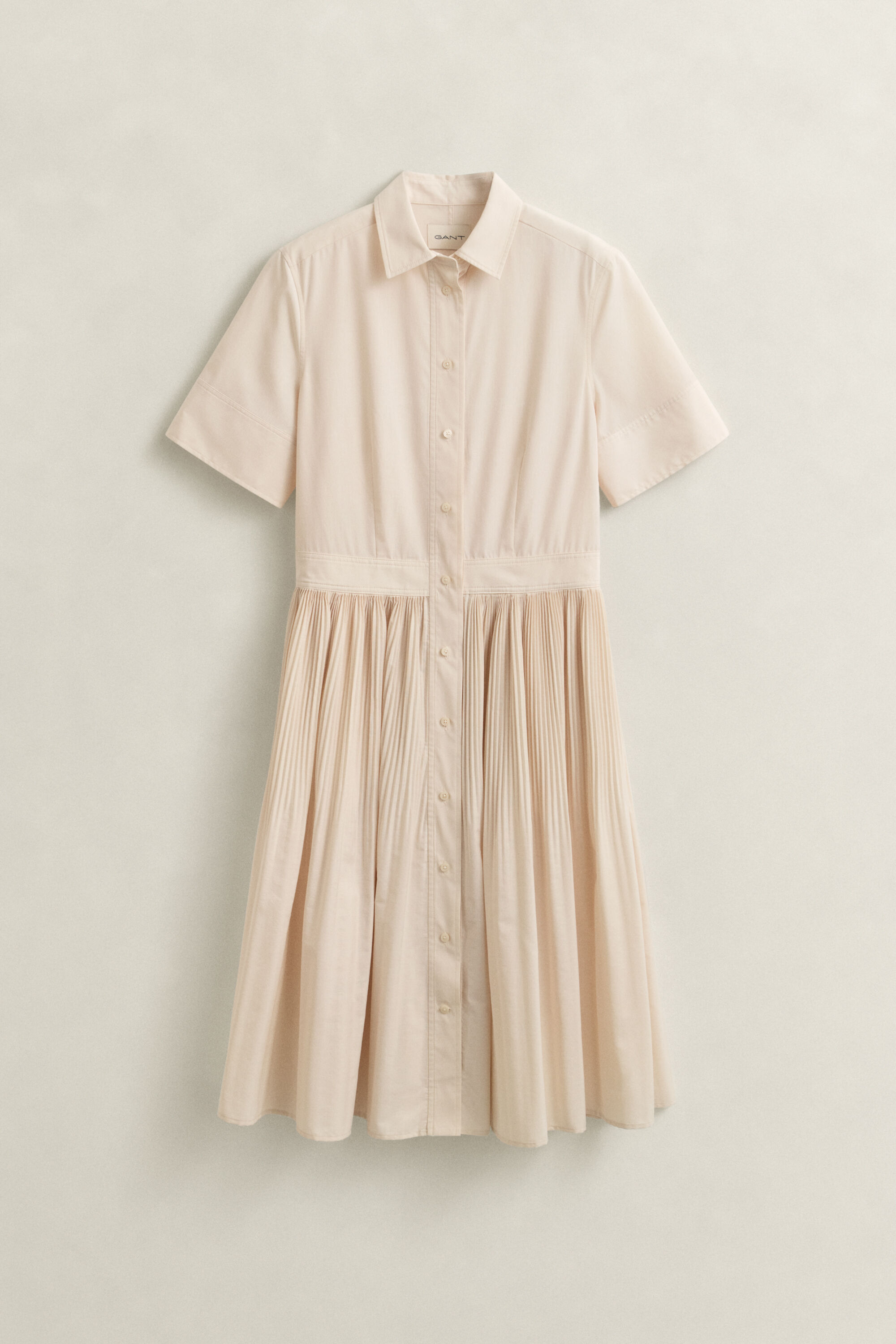Pleated Cotton Shirt Dress