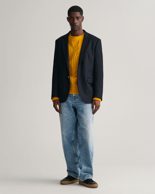 Furry Cable Knit Crew Neck Sweater