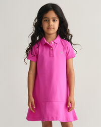 Girls Short Sleeve Piqu&eacute; Flounce Dress