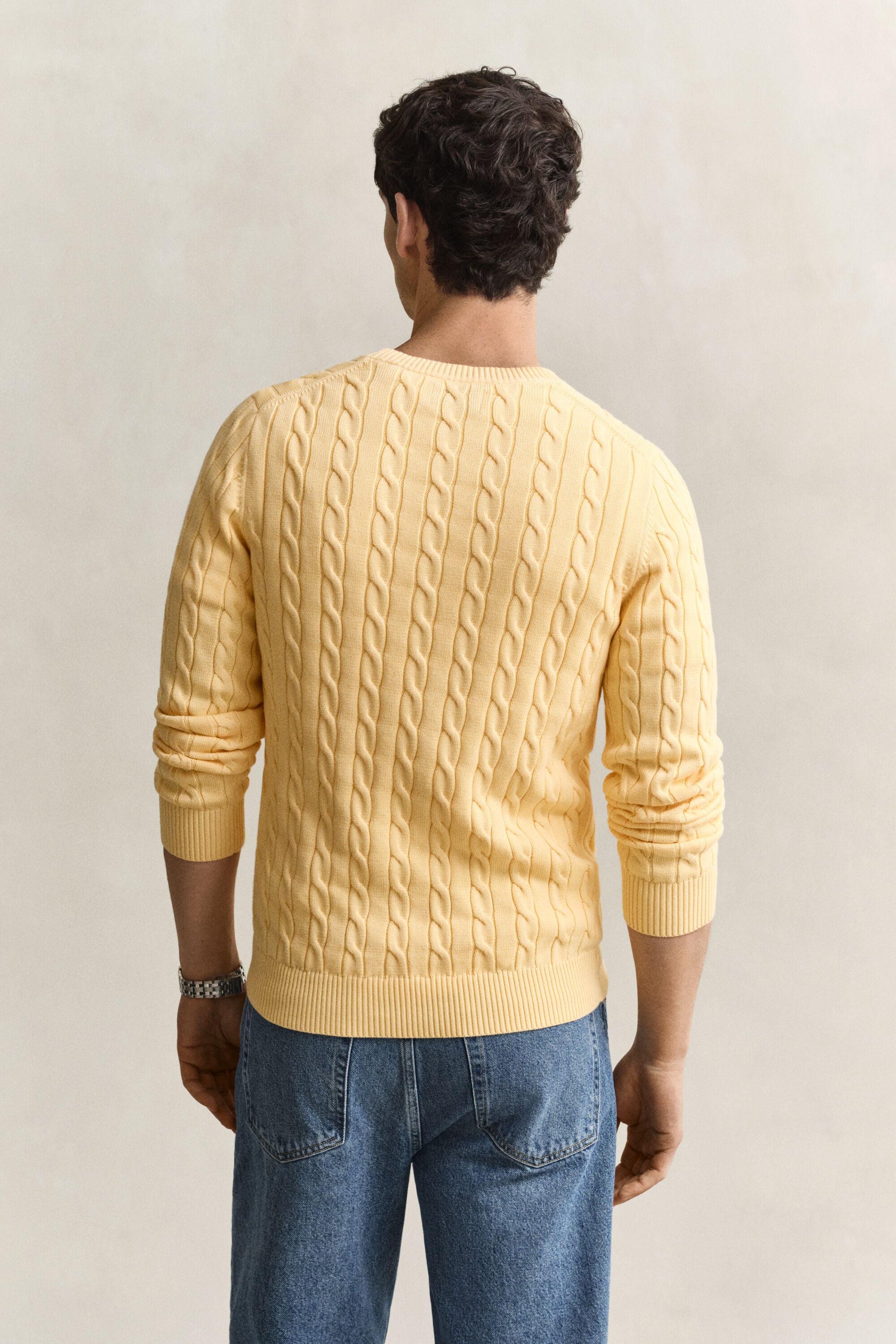 Cotton Cable Knit Crew Neck Sweater