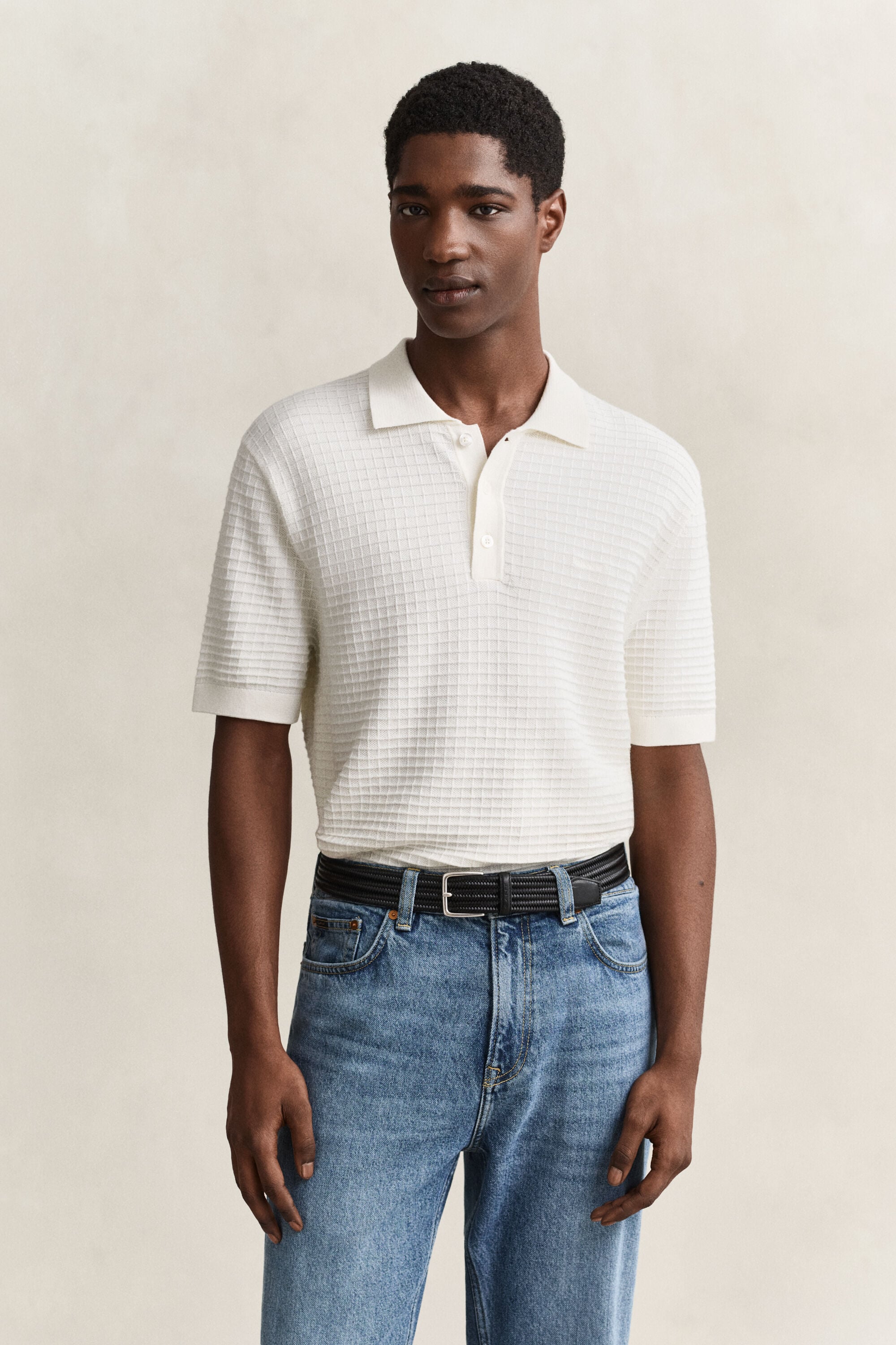 Textured Polo Sweater