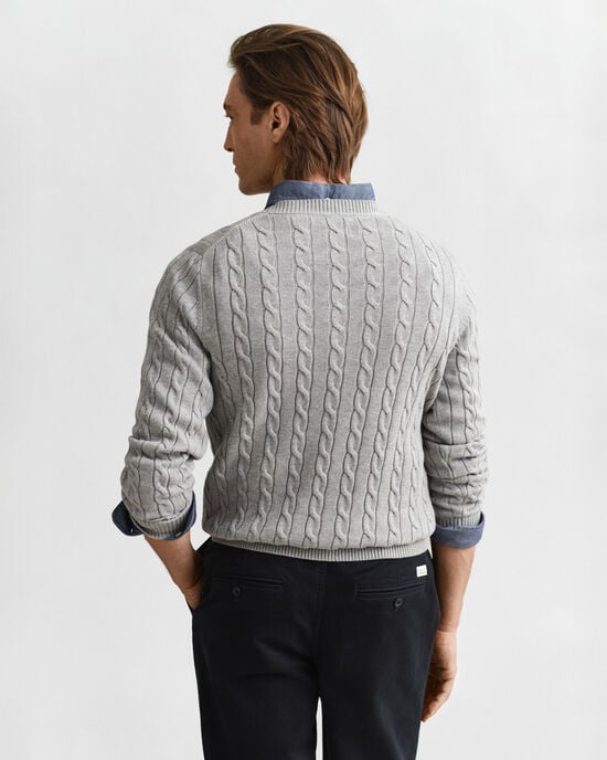 Cotton Cable Knit Crew Neck Sweater