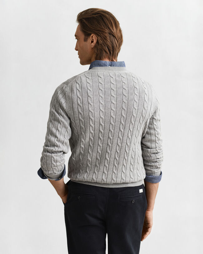 Cotton Cable Knit Crew Neck Sweater