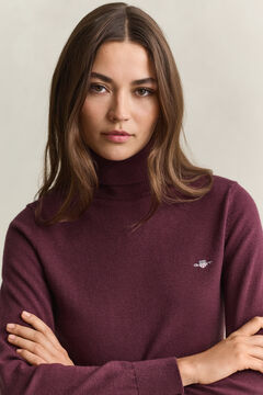 Wool Cotton Turtleneck Sweater — DARKENED WINE 3