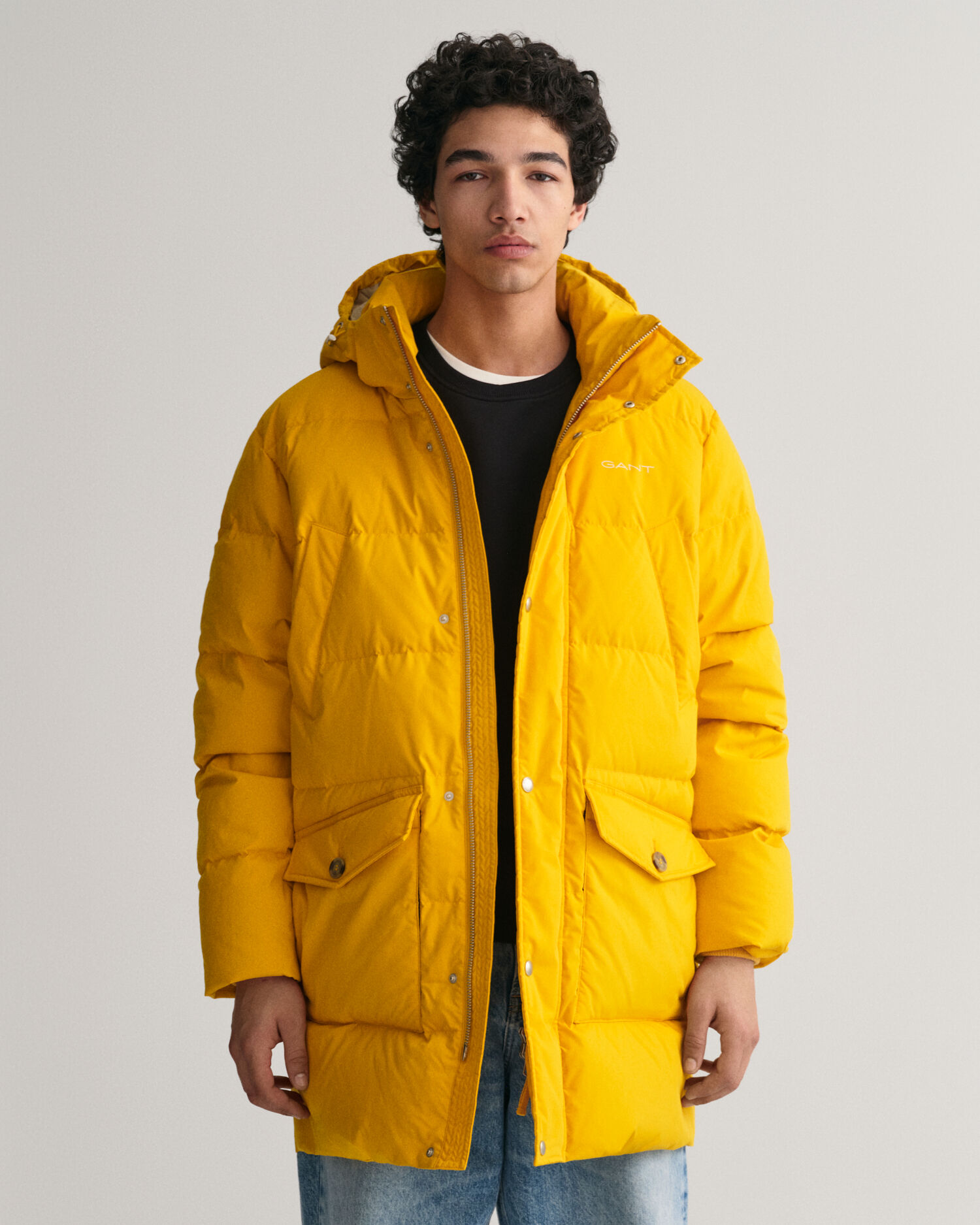 Mens yellow sale down jacket