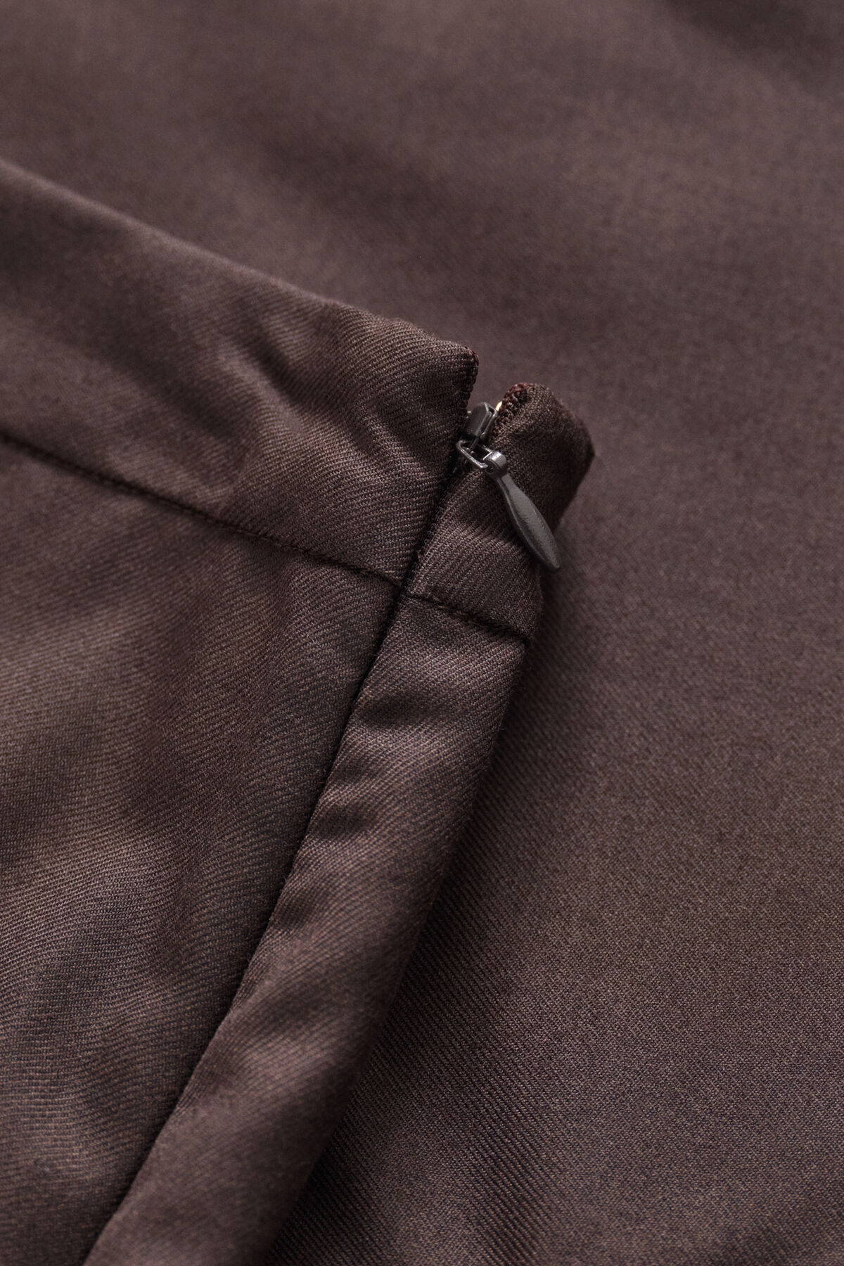 Wool Blend Pencil Skirt — DEEP BROWN
