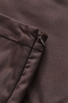 Wool Blend Pencil Skirt — DEEP BROWN 1