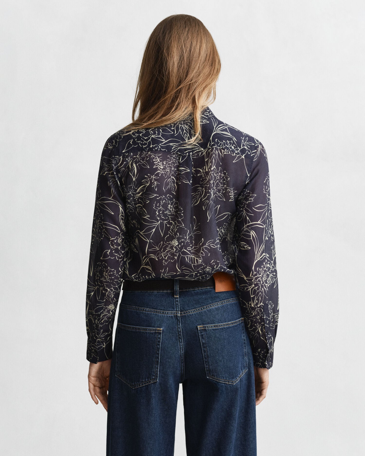 Regular Fit Floral Print Cotton Silk Shirt — EVENING BLUE