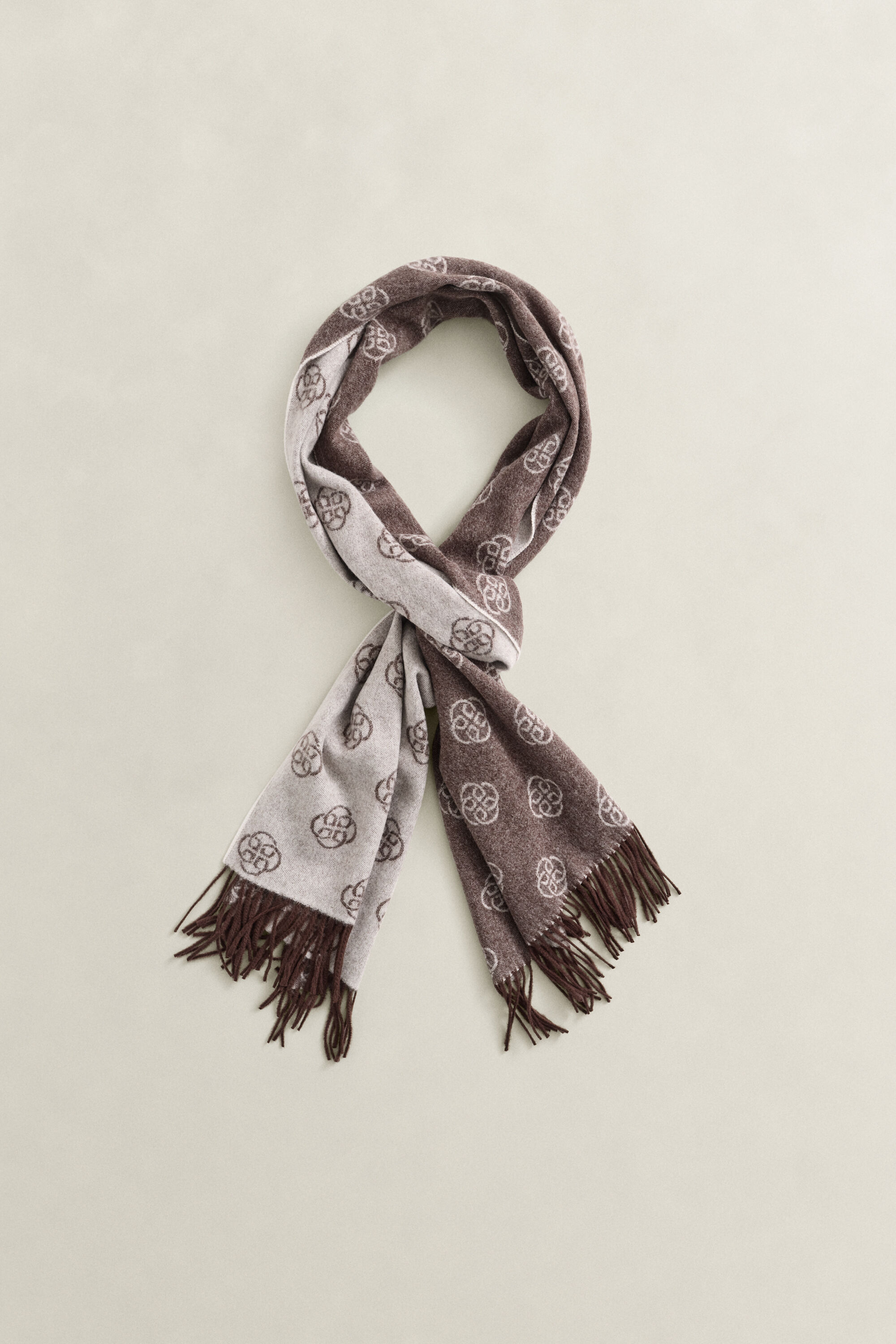Monogram Wool Scarf — DEEP BROWN