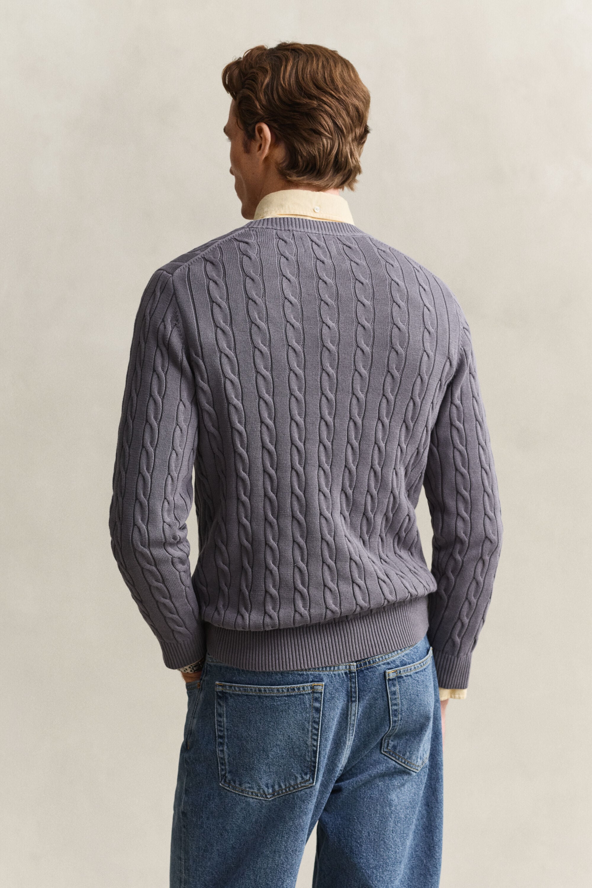 Cotton Cable Knit Crew Neck Sweater