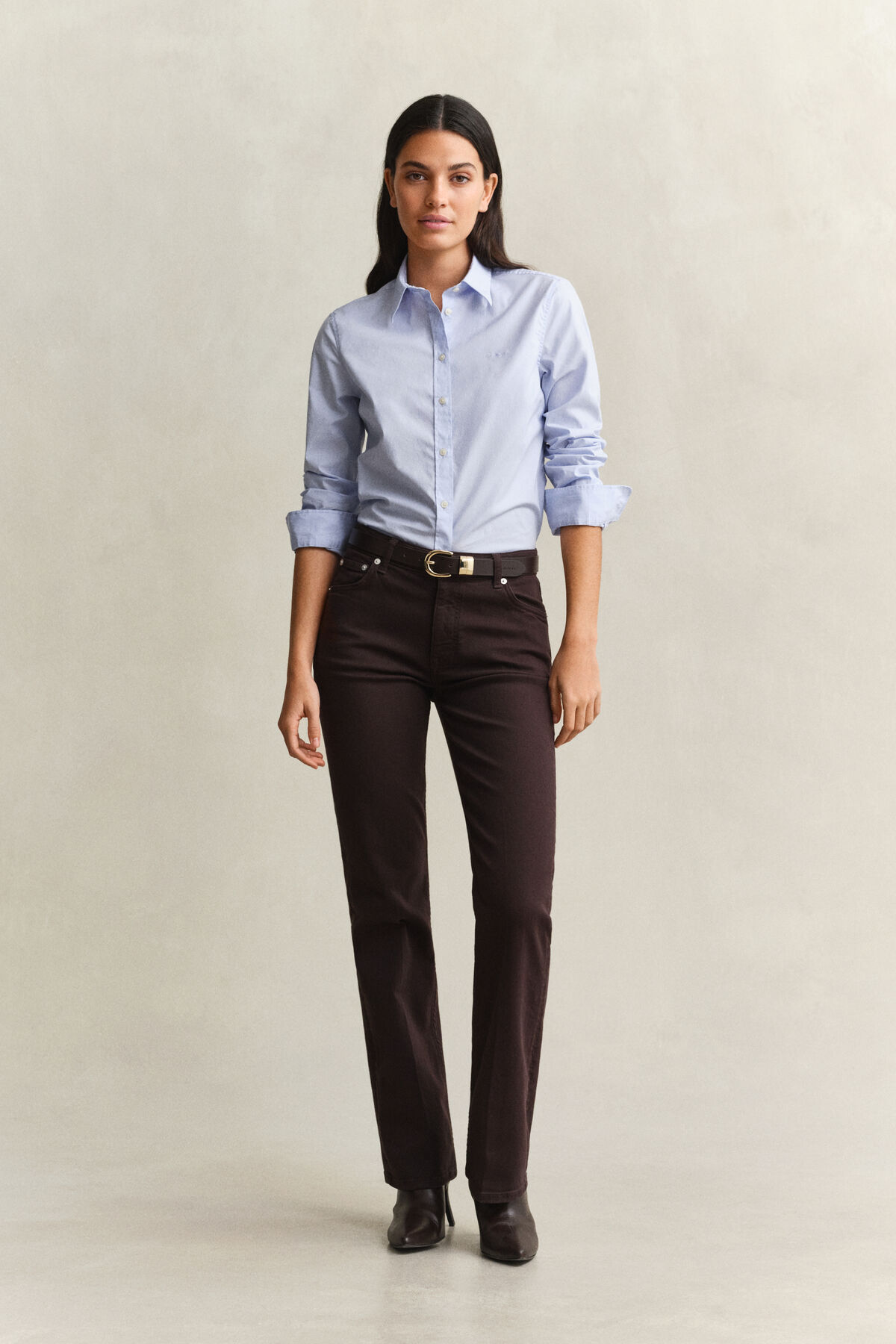 Slim Flared Color Jeans — DEEP BROWN