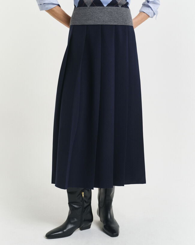 Wide Pleated Midi Skirt
