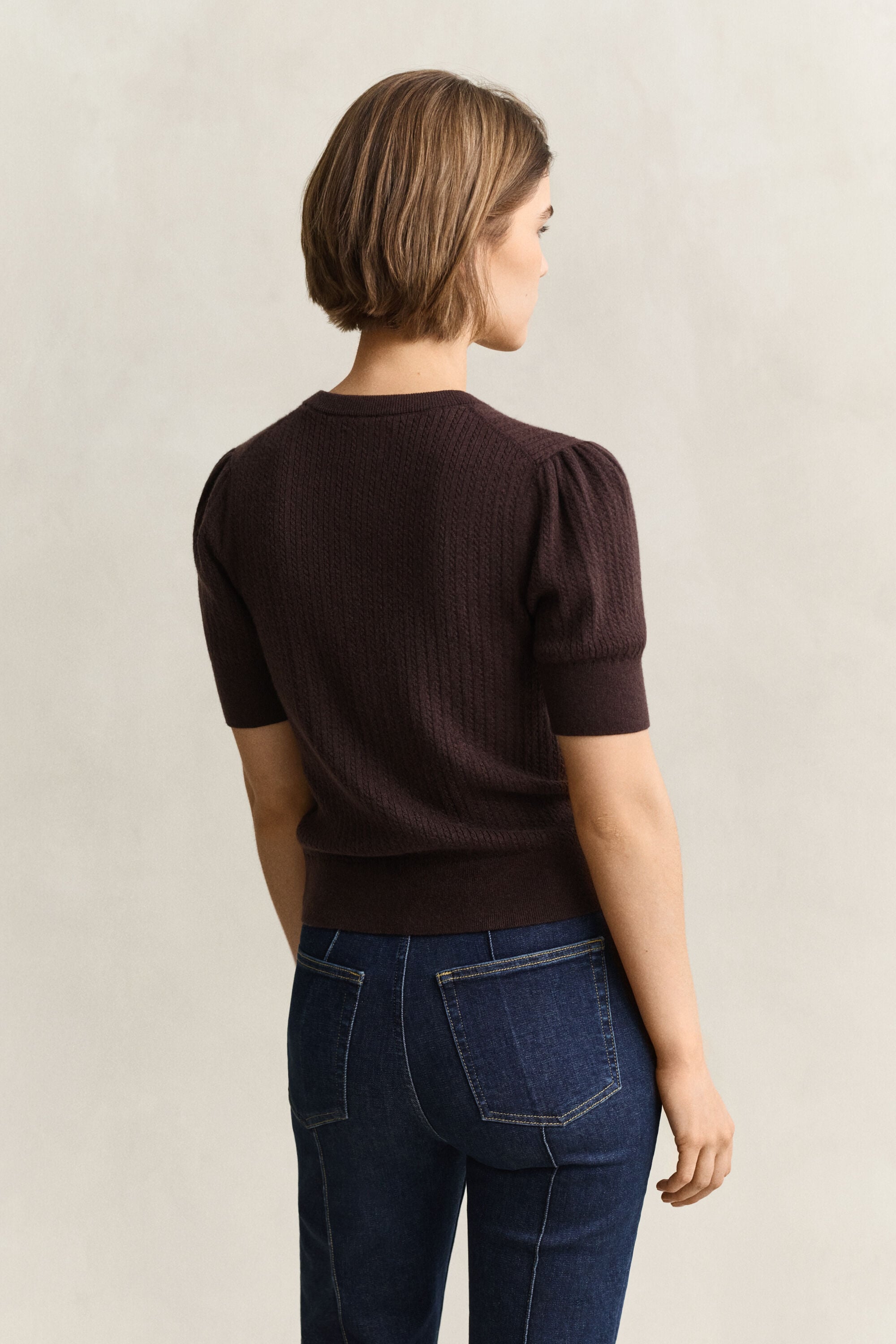Cable Knit Short Sleeve Cardigan
