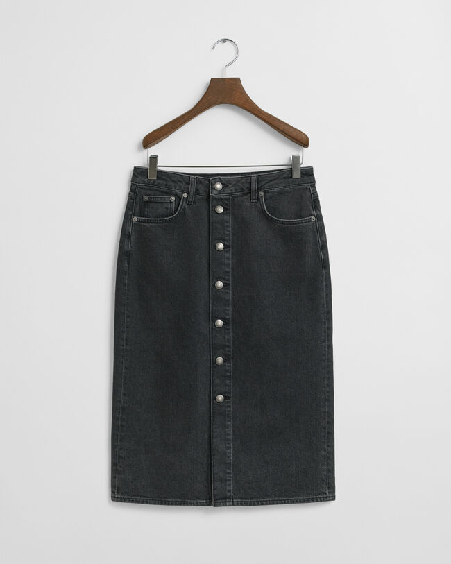 Buttoned Midi Denim Skirt