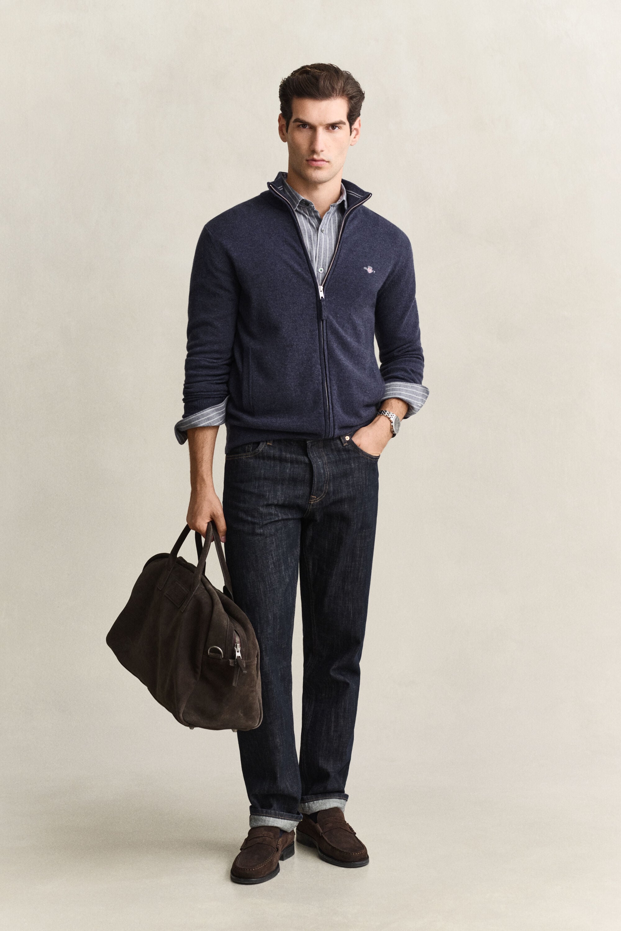 Lambswool Zip Cardigan