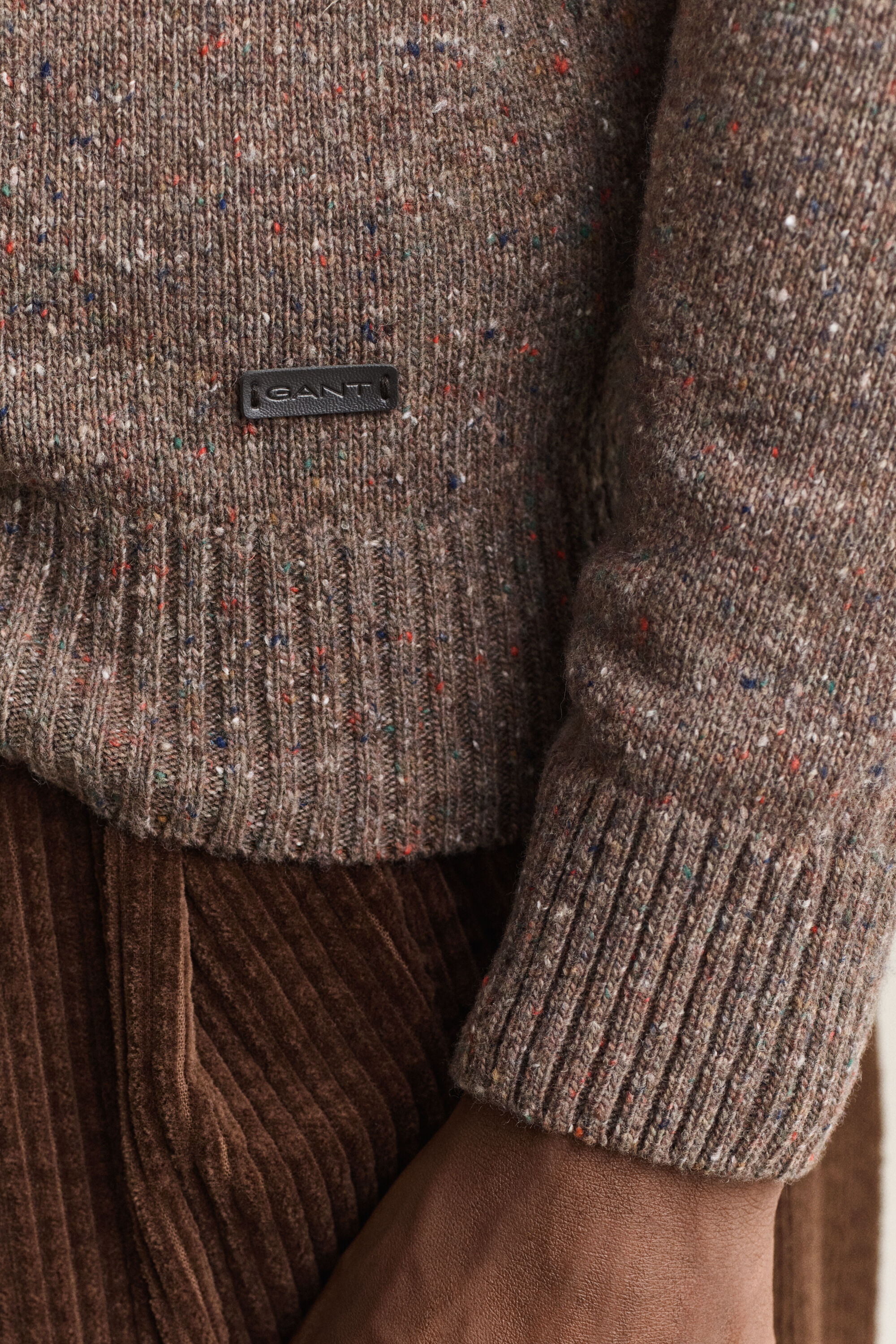 Wool Blend Nepps Crew Neck Sweater