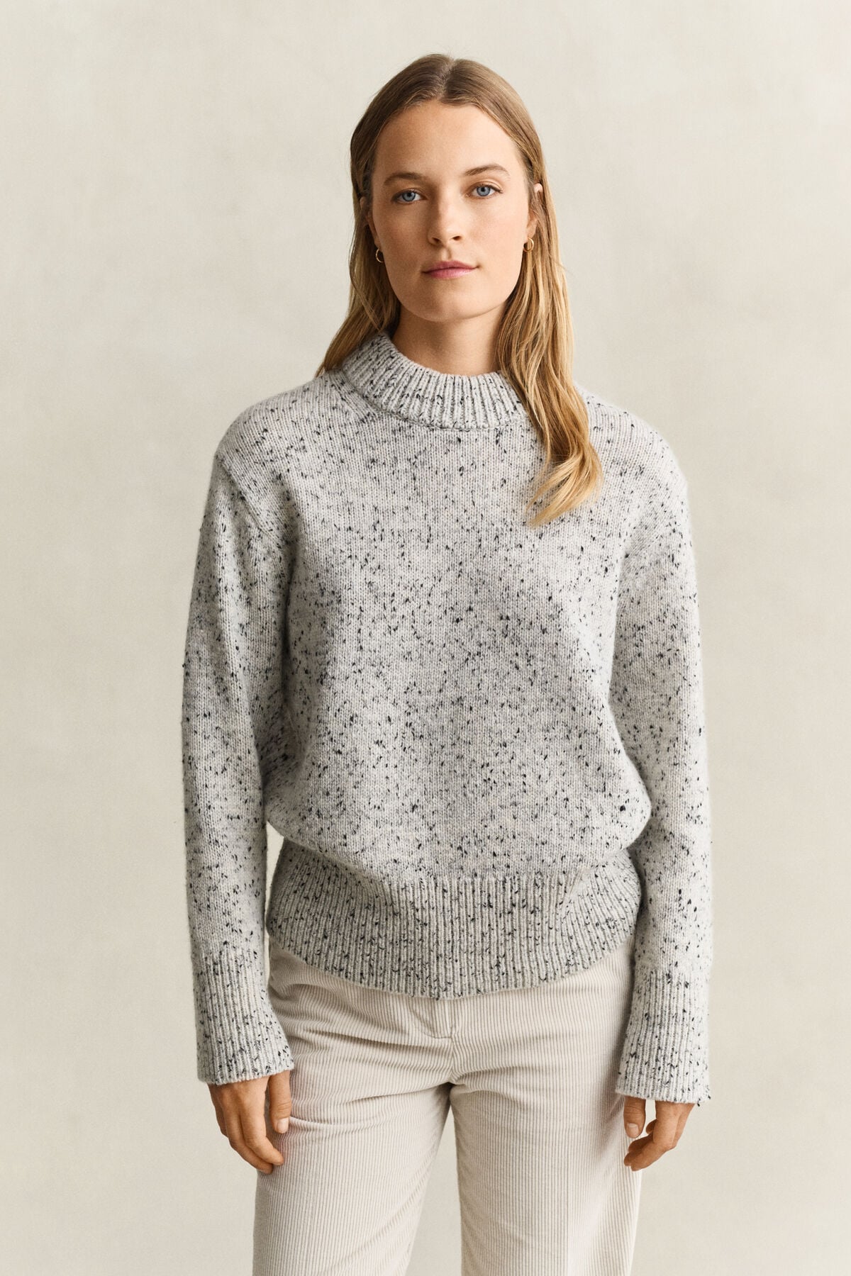 Wool Blend Nepps Sweater — CREAM