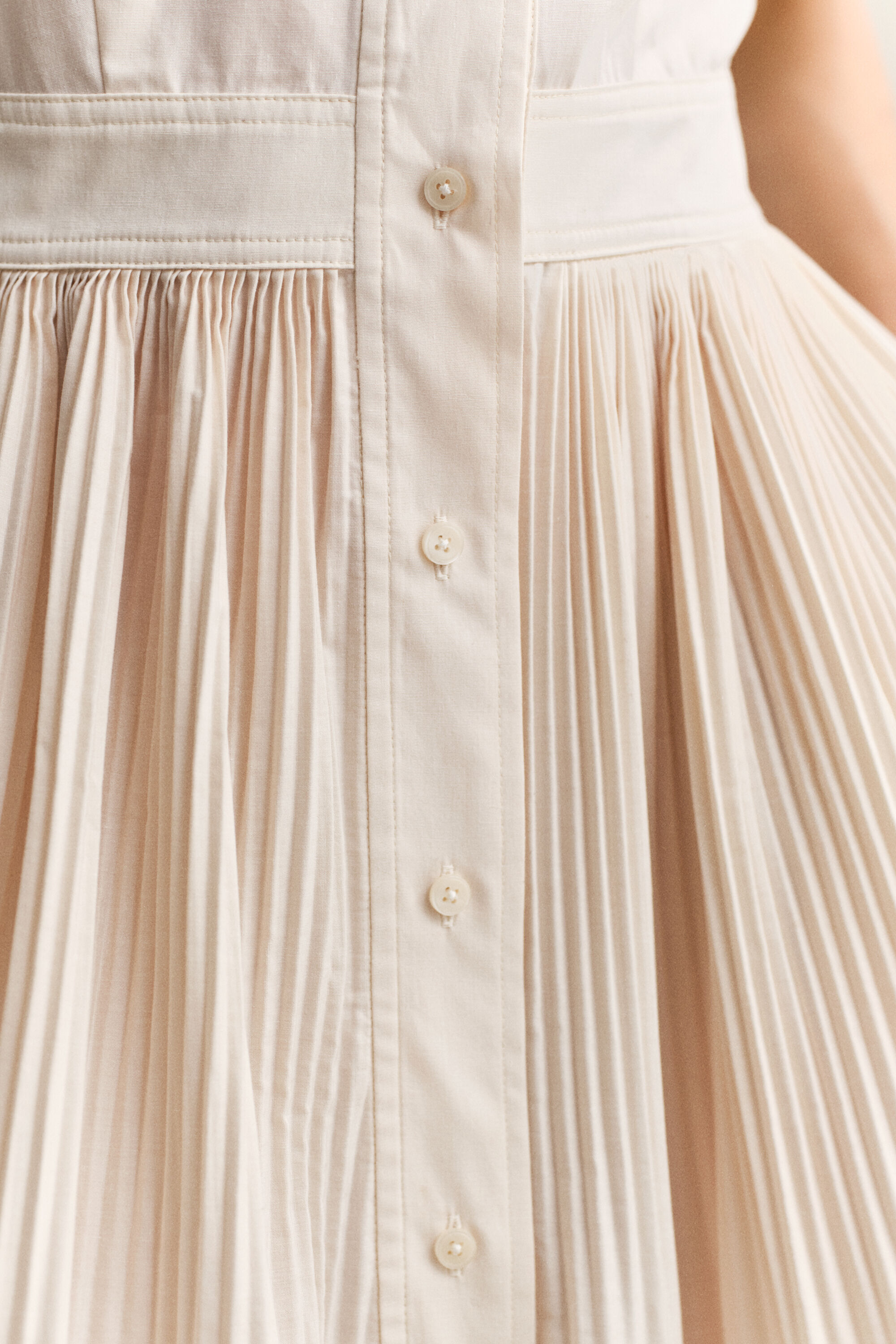 Pleated Cotton Shirt Dress